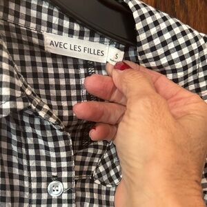 Avec Les Filles Black and White Gingham Button-Down Dress